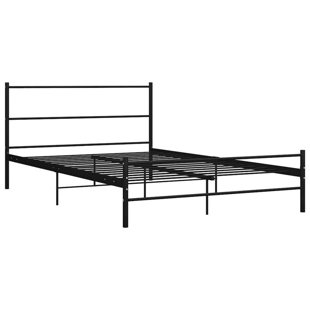 VIDAXL Cadre de lit avec tete de lit sans matelas noir 140x200cm metal