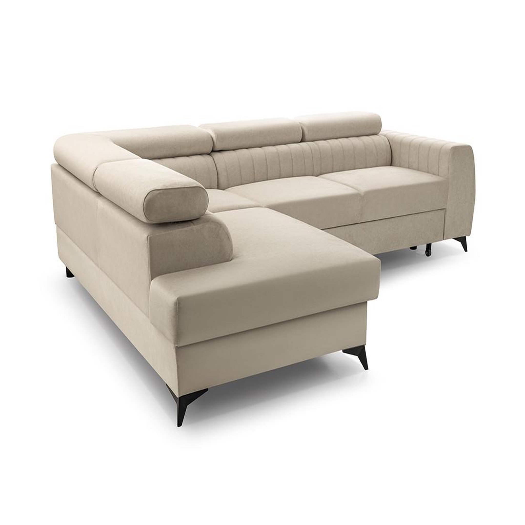Voir la diapositive 6 : BEST MOBILIER Aneta - canapé d'angle gauche 5 places - convertible avec coffre et têtières - en velours