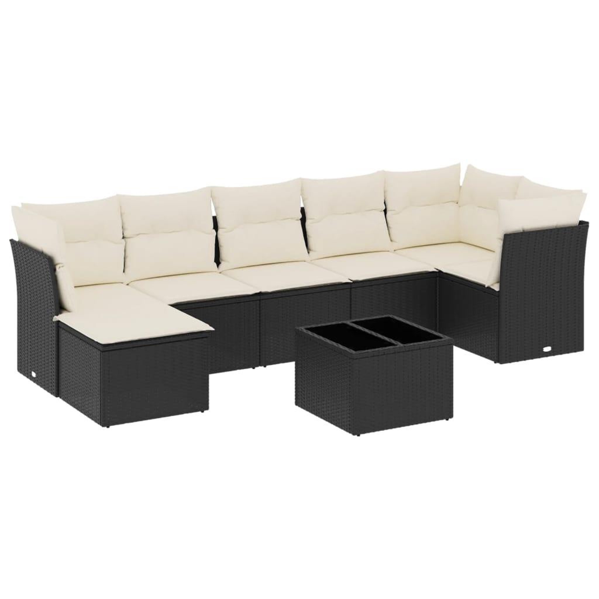 Voir la diapositive 2 : VIDAXL Salon de jardin 8 pcs avec coussins noir resine tressee