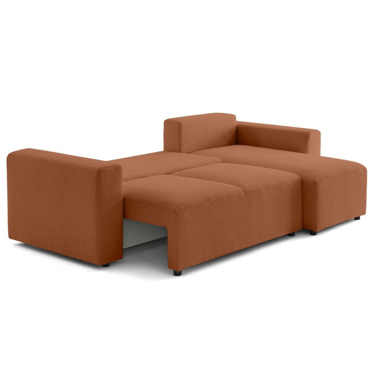 LISA DESIGN Livy - canapé d'angle réversible 4 places convertible avec coffre en tissu bouclette