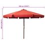 Voir la diapositive 5 : VIDAXL Parasol d'exterieur avec mat en bois 330 cm Terre cuite