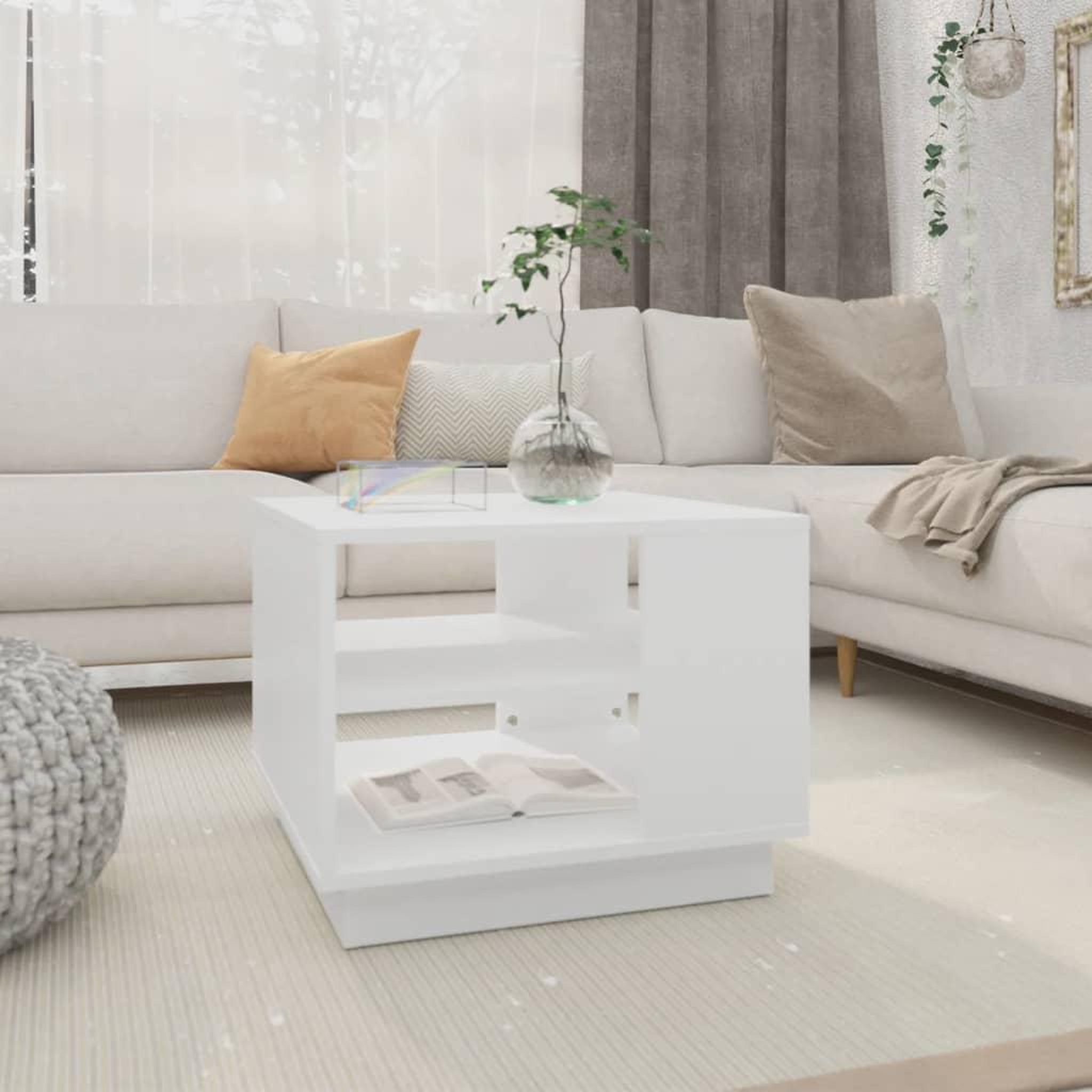 Voir la diapositive 1 : VIDAXL Table basse blanc 55x55x43 cm bois d'ingenierie