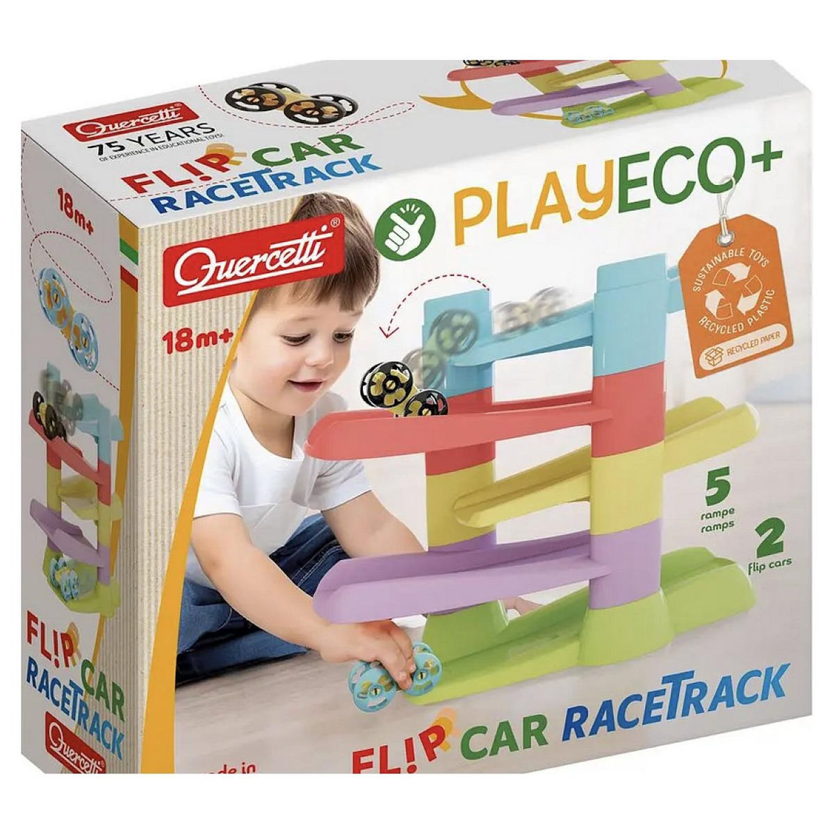 Quercetti Rampe voitures acrobatiques - plastique recyclé - 18 mois et +