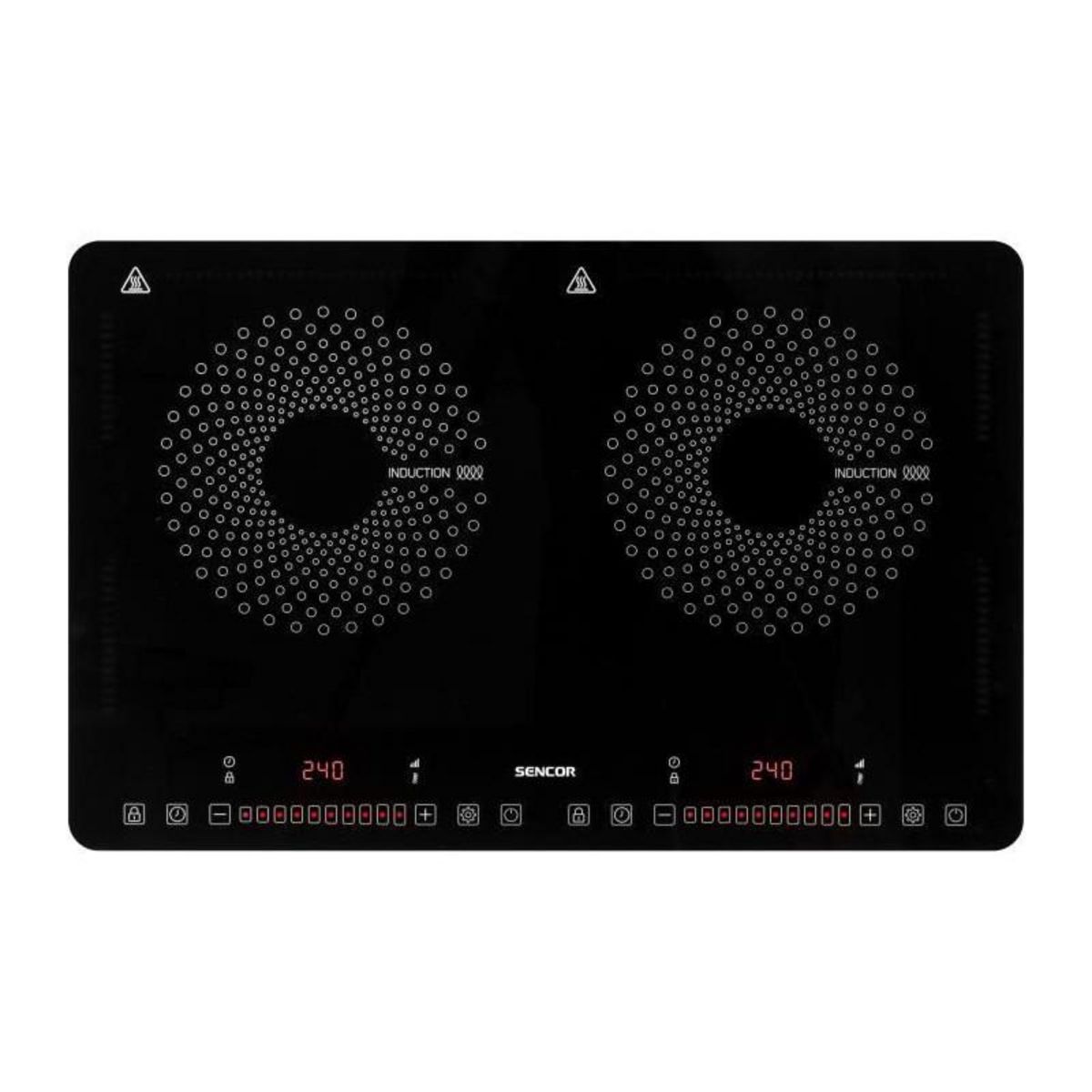 SENCO Plaque de cuisson a induction - SENCOR - SCP 4501BK - 3400 W - 2 foyers - Ultra fin - Noir