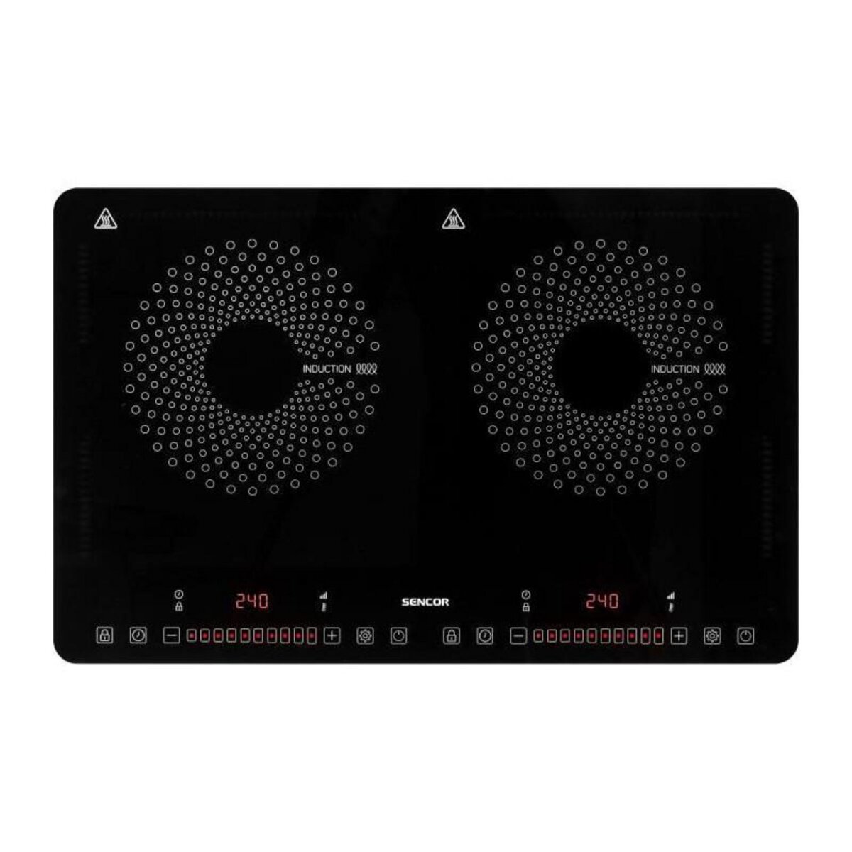 SENCO Plaque de cuisson a induction - SENCOR - SCP 4501BK - 3400 W - 2 foyers - Ultra fin - Noir