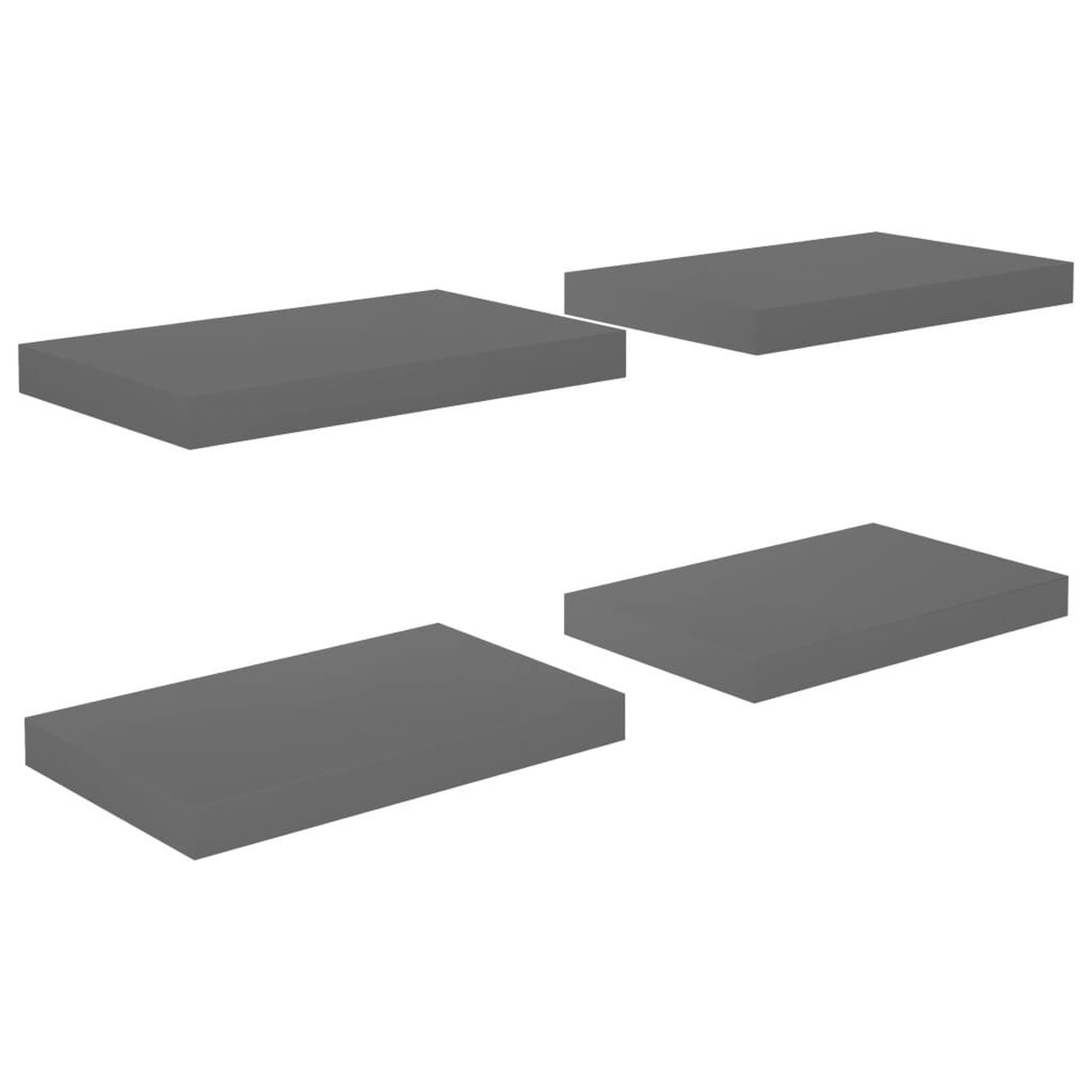 Voir la diapositive 2 : VIDAXL Etagere murale flottante 4 pcs Gris brillant 40x23x3,8 cm MDF