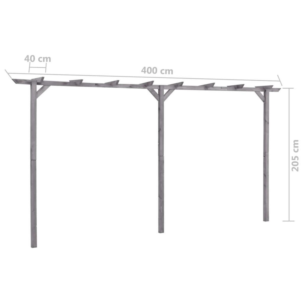 VIDAXL Pergola de jardin Gris 400x40x205 cm Bois de pin impregne