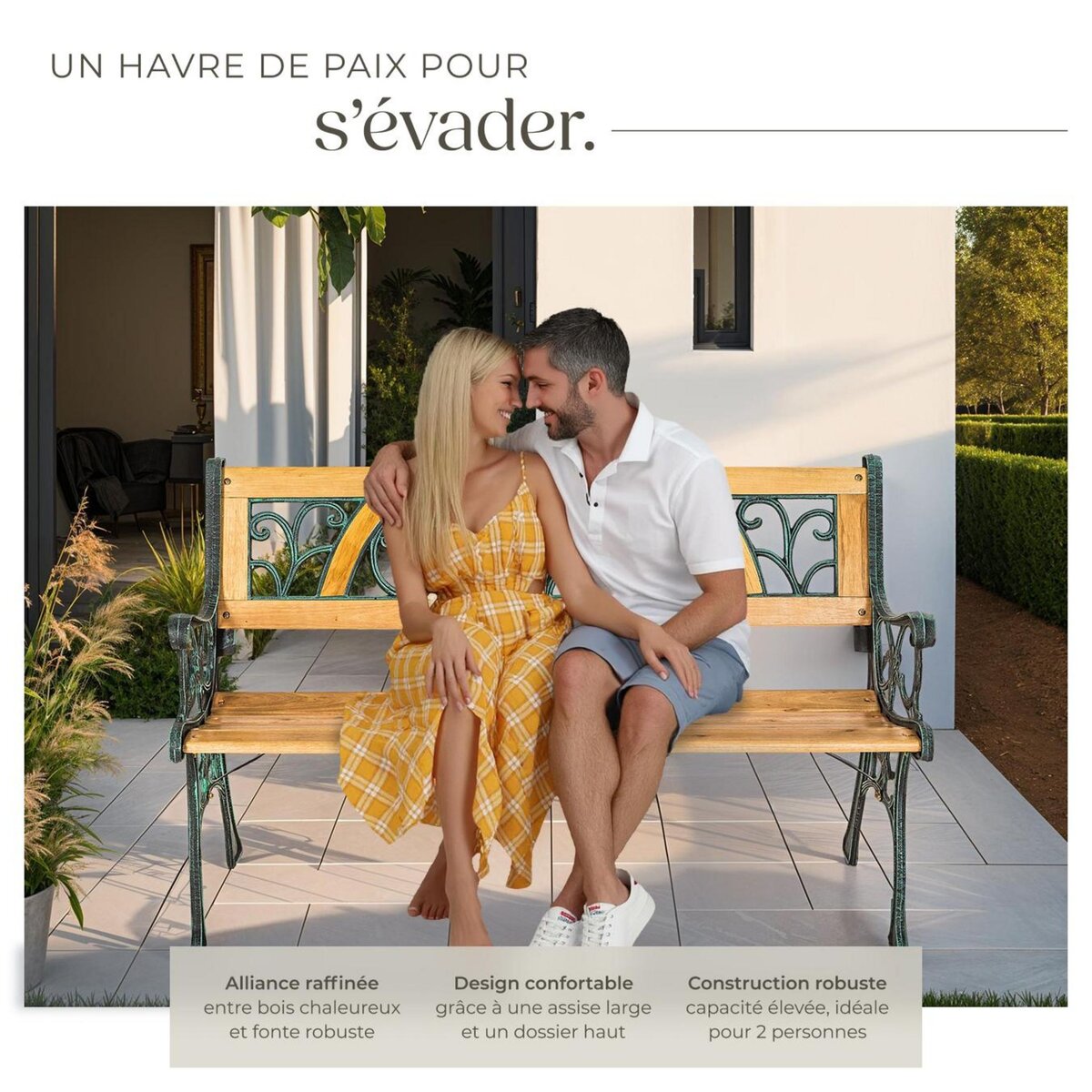 tectake Banc de jardin 2 places