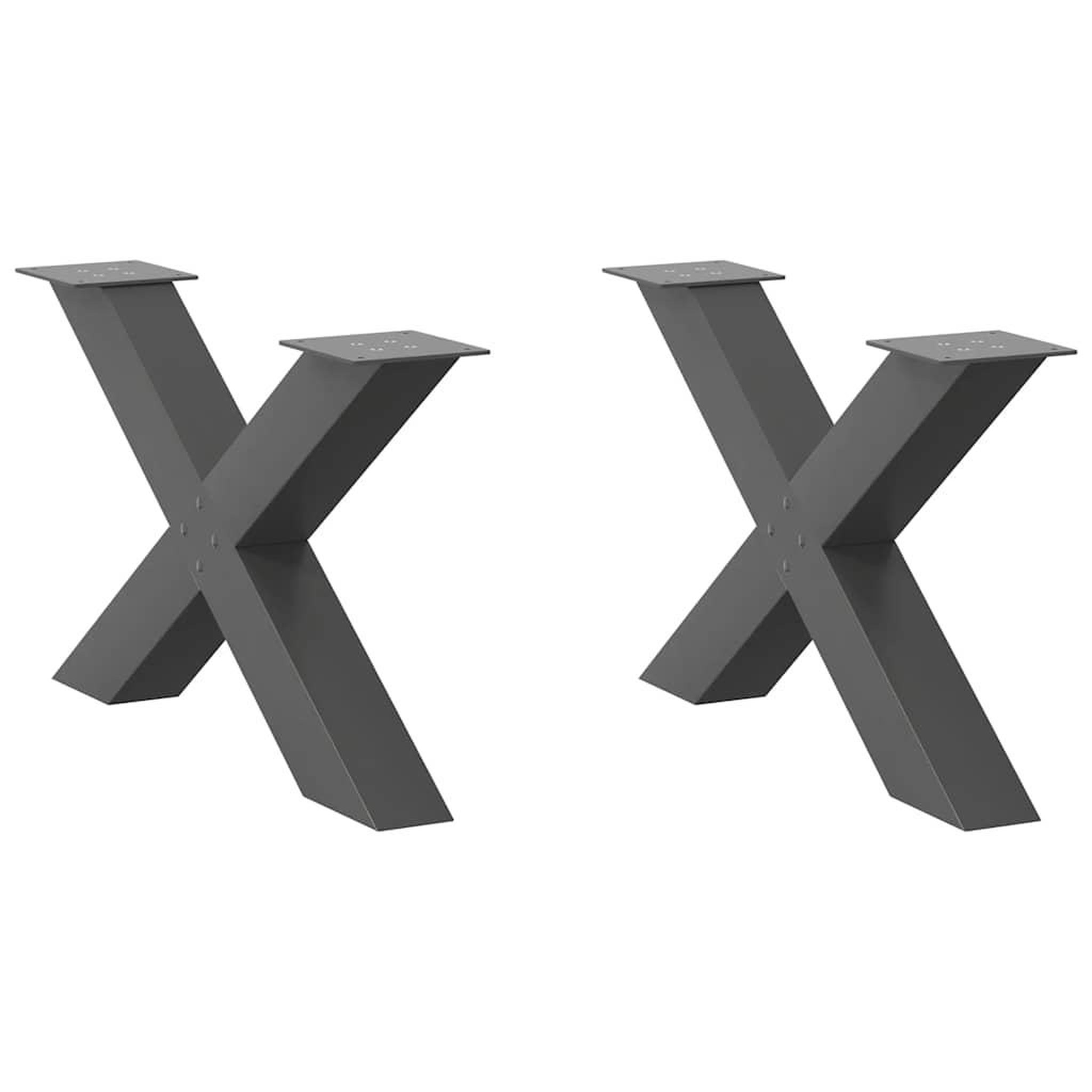 VIDAXL Pieds de table basse forme de X 2 pcs anthracite 70x(42-43) cm