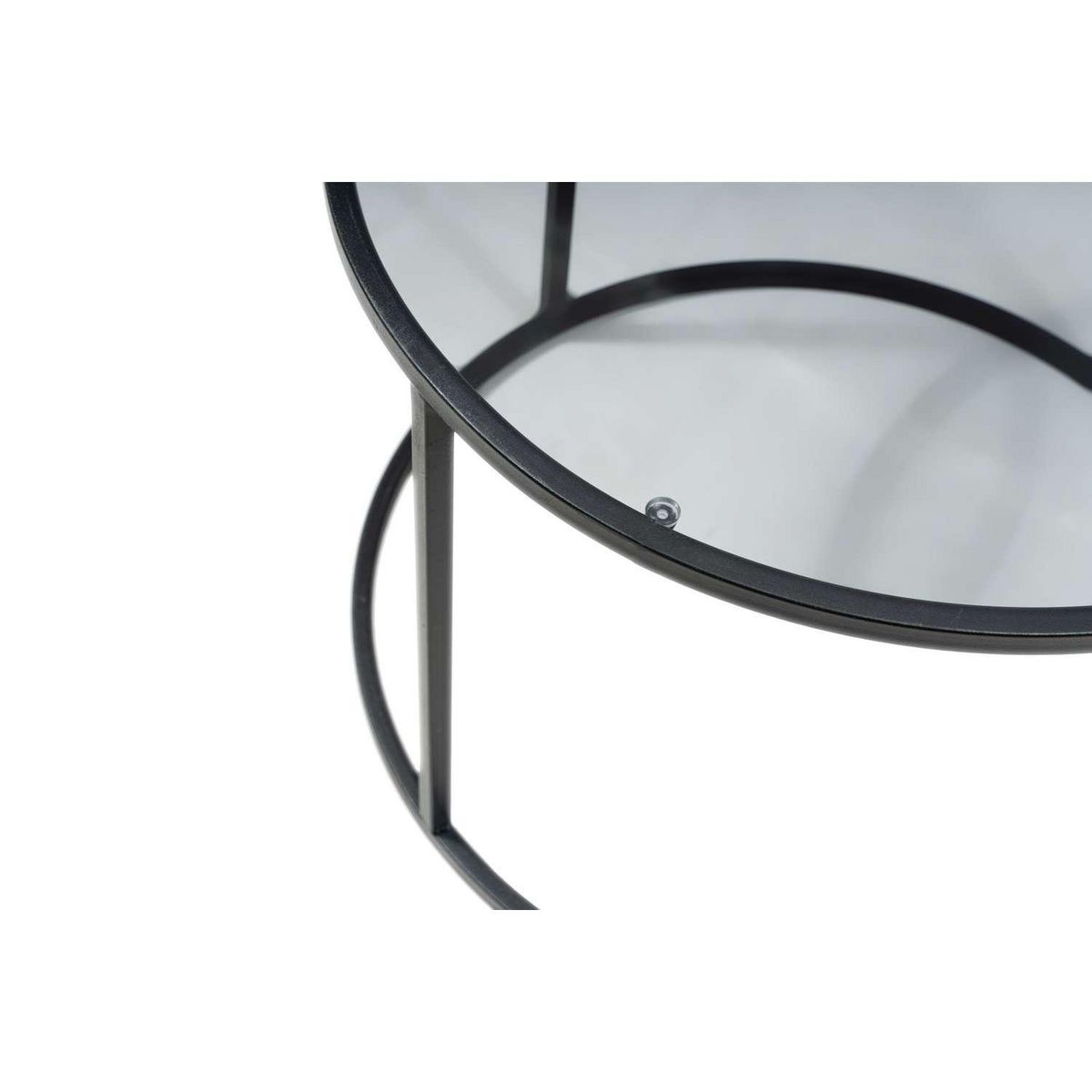 TOILINUX Table basse Solsiste en verre - Diam 80 cm - Noir