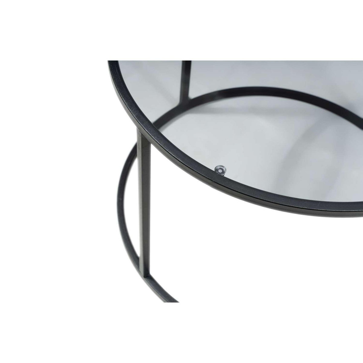 TOILINUX Table basse Solsiste en verre - Diam 80 cm - Noir