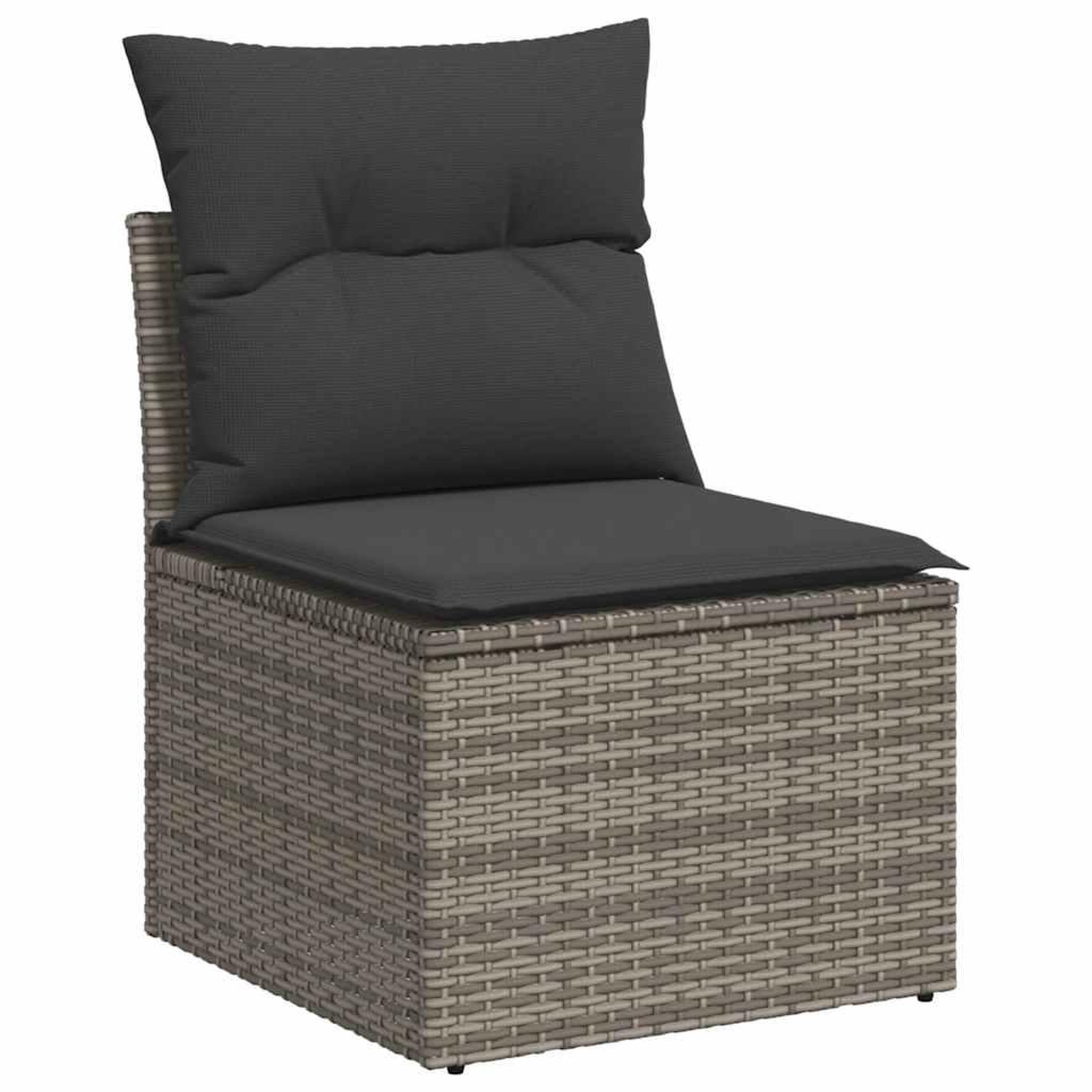 Voir la diapositive 3 : VIDAXL Salon de jardin avec coussins 7 pcs gris resine tressee acacia