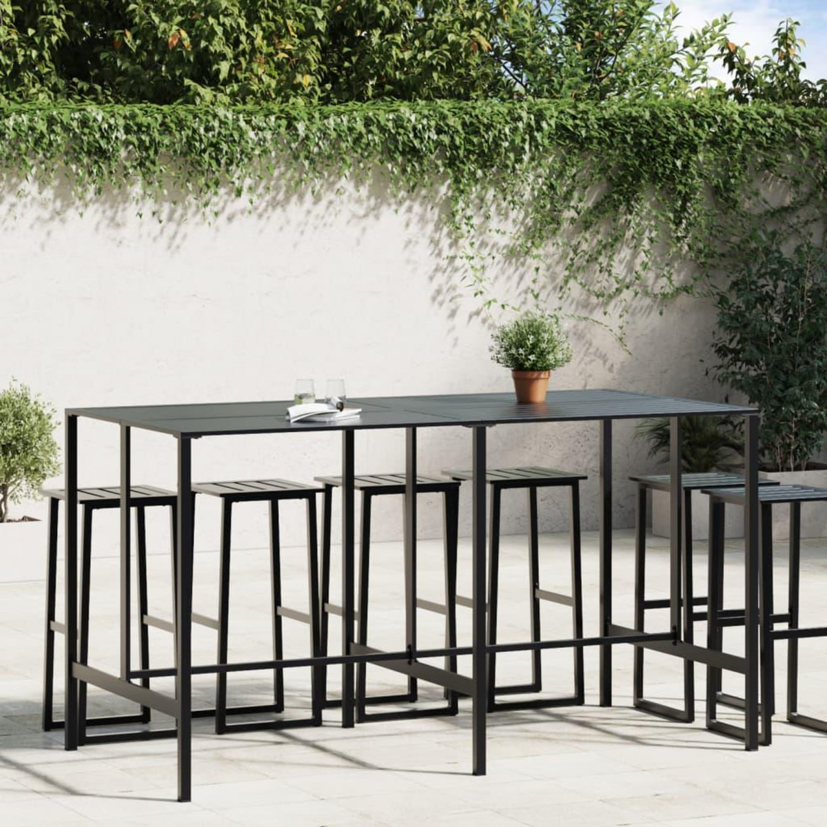 VIDAXL Table de bar noir 200x100x110 cm acier enduit de poudre