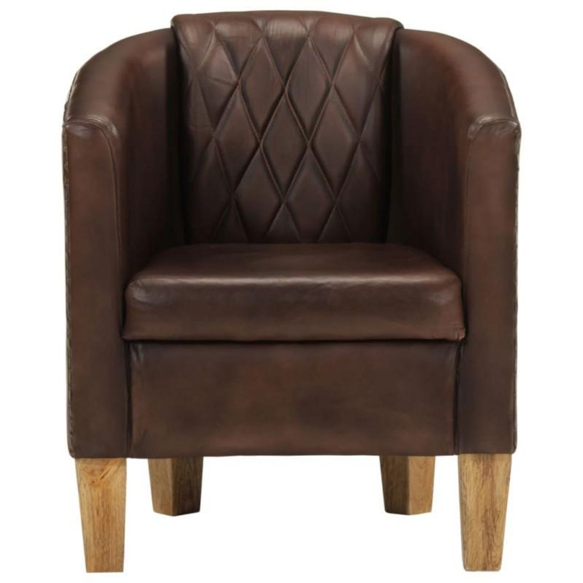 VIDAXL Fauteuil Marron foncé Cuir véritable