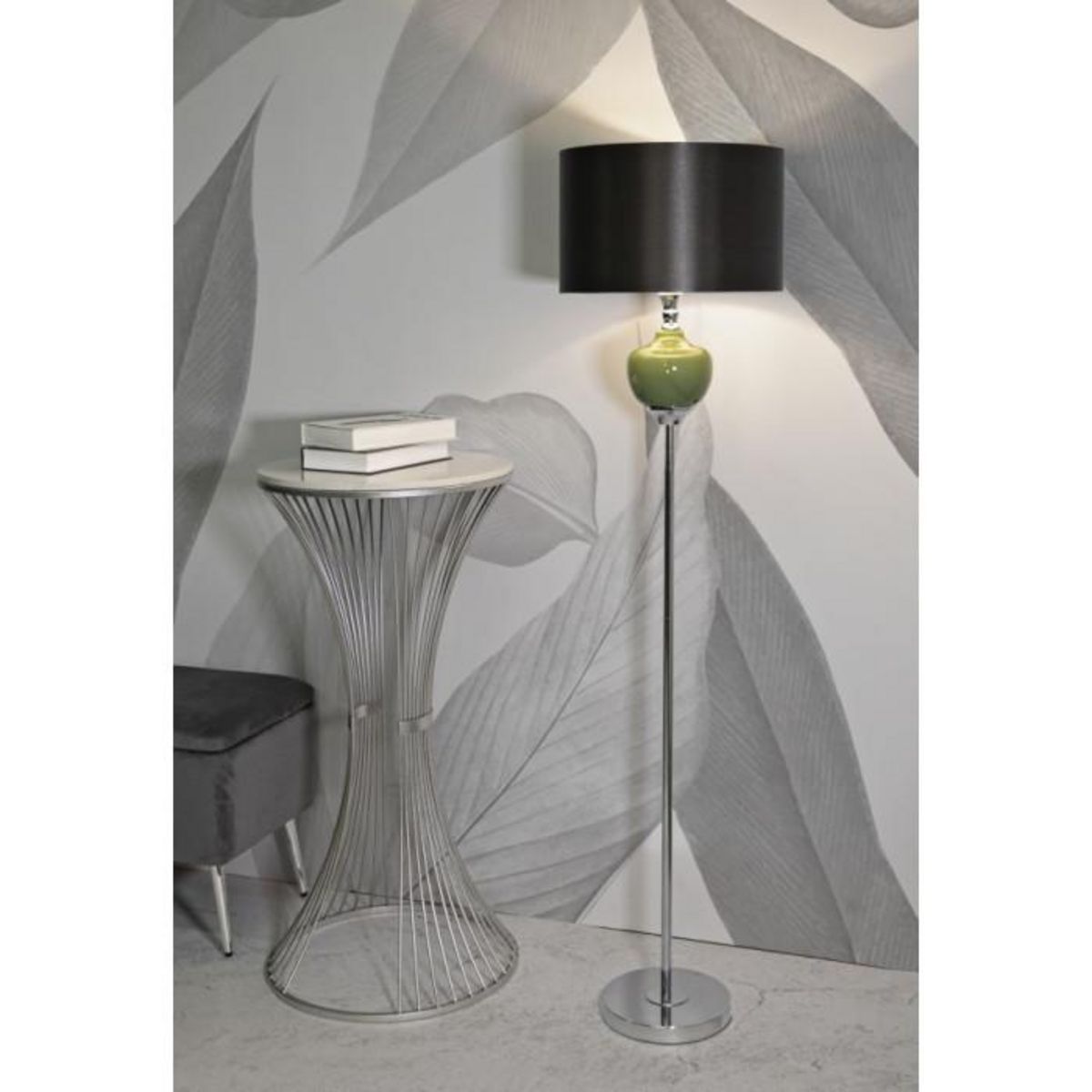Paris Prix Lampadaire en Verre  Eva One  160cm Vert & Noir