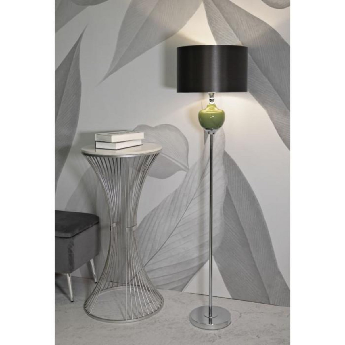 Paris Prix Lampadaire en Verre  Eva One  160cm Vert & Noir