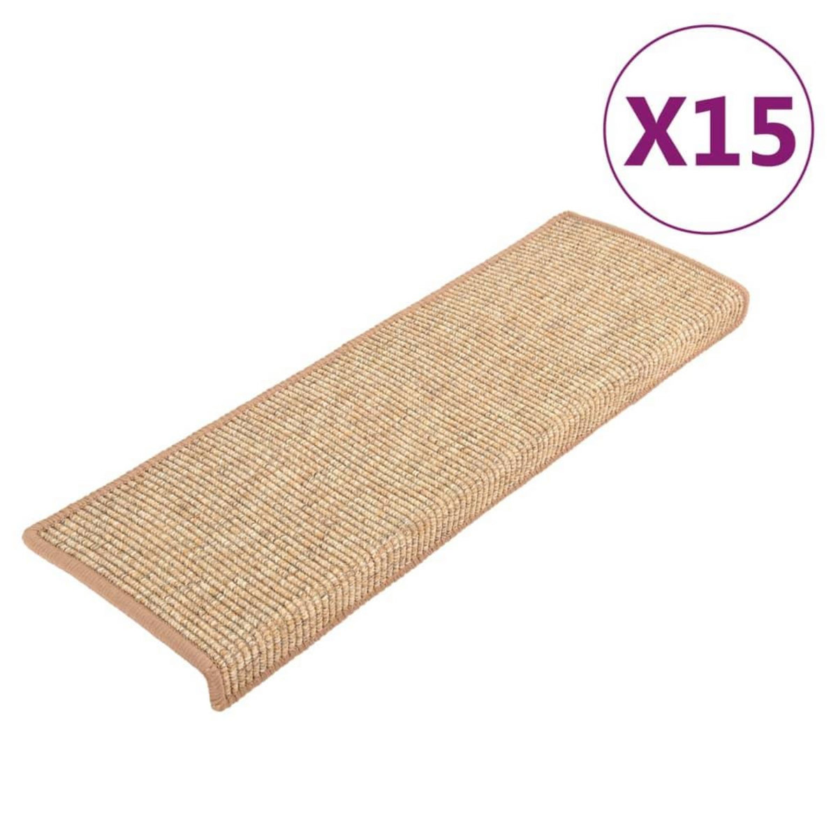 VIDAXL Tapis d'escalier auto-adhesifs 15 pcs Marron clair 65x21x4 cm