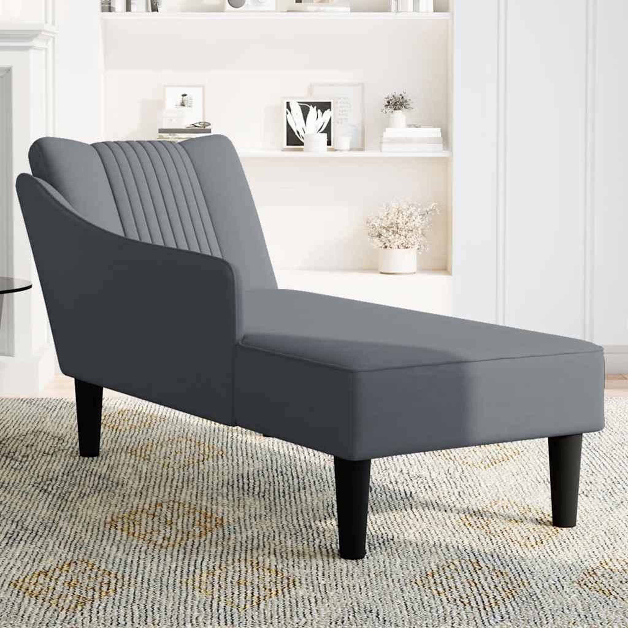 Voir la diapositive 3 : VIDAXL Fauteuil long avec accoudoir droit gris fonce velours