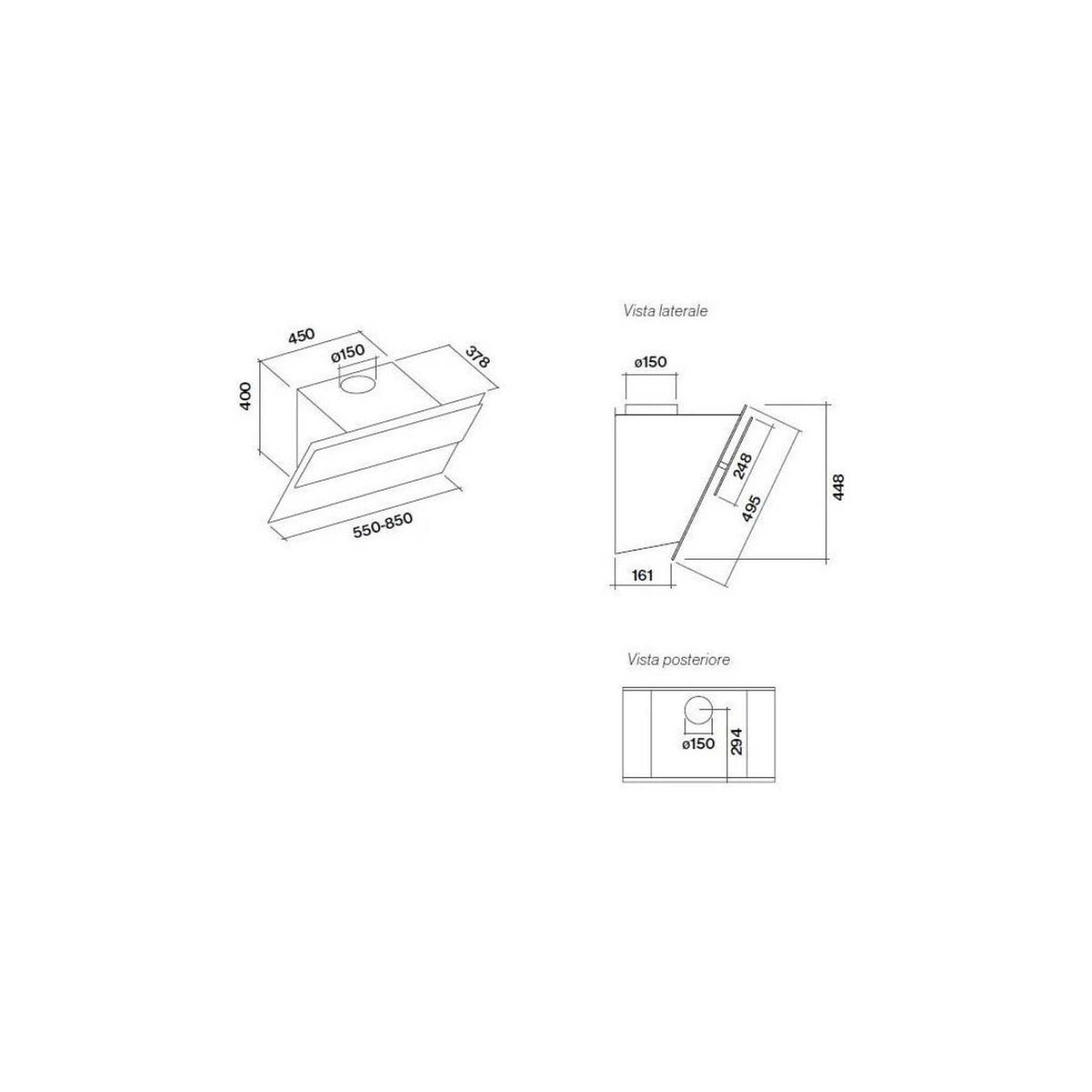 Voir la diapositive 4 : Falmec Hotte murale inclinée 85cm 584m3/h blanc - verso1411