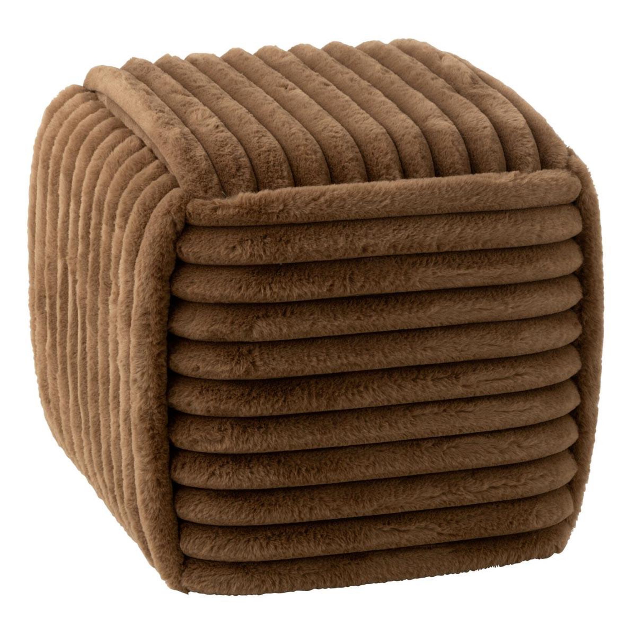 J-LINE Pouf carré côtelé  nuage  45cm marron