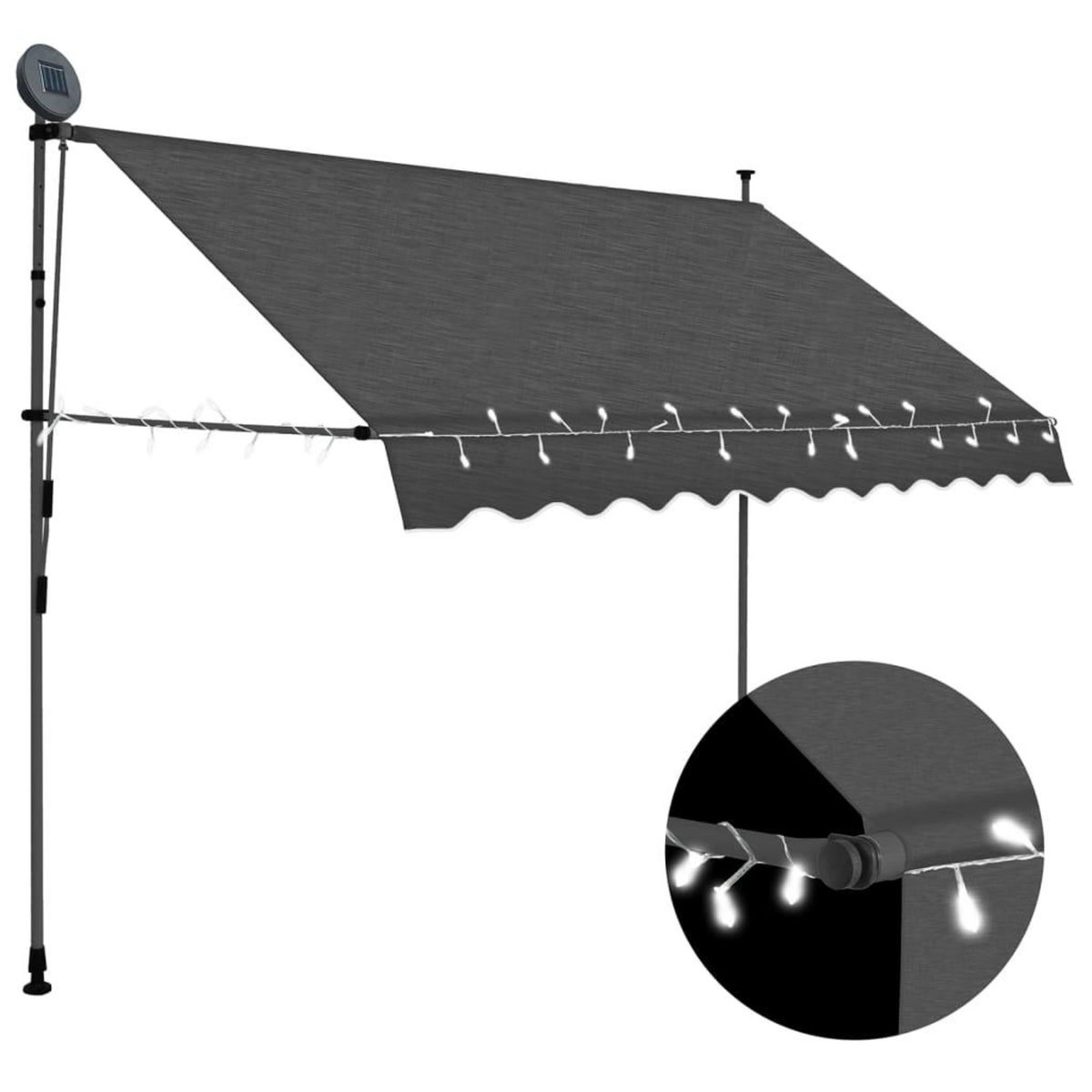VIDAXL Auvent manuel retractable avec LED 300 cm Anthracite
