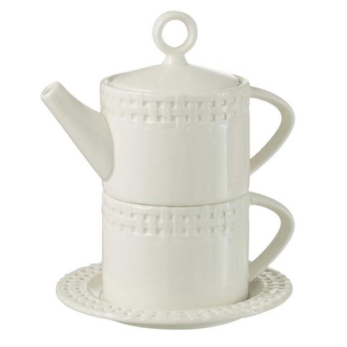 Paris Prix Théière & 1 Tasse Design  Vercer  22cm Blanc