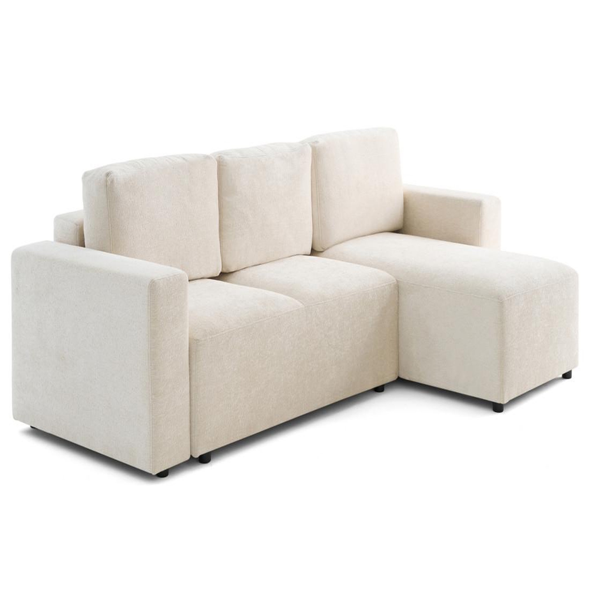 Voir la diapositive 4 : LISA DESIGN Livy - canapé d'angle réversible 4 places convertible avec coffre en velours texturé