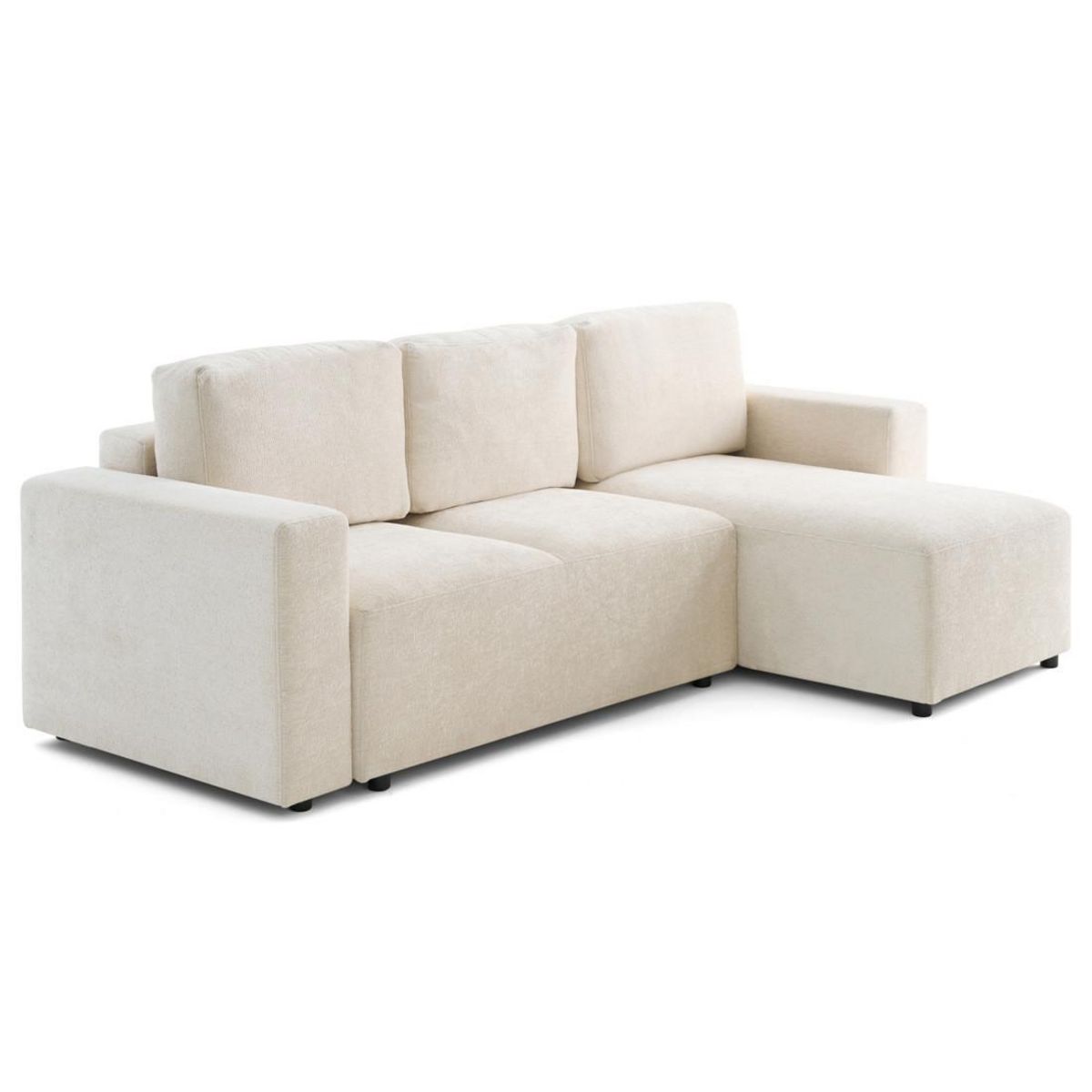 LISA DESIGN Livy - canapé d'angle réversible 4 places convertible avec coffre en velours texturé