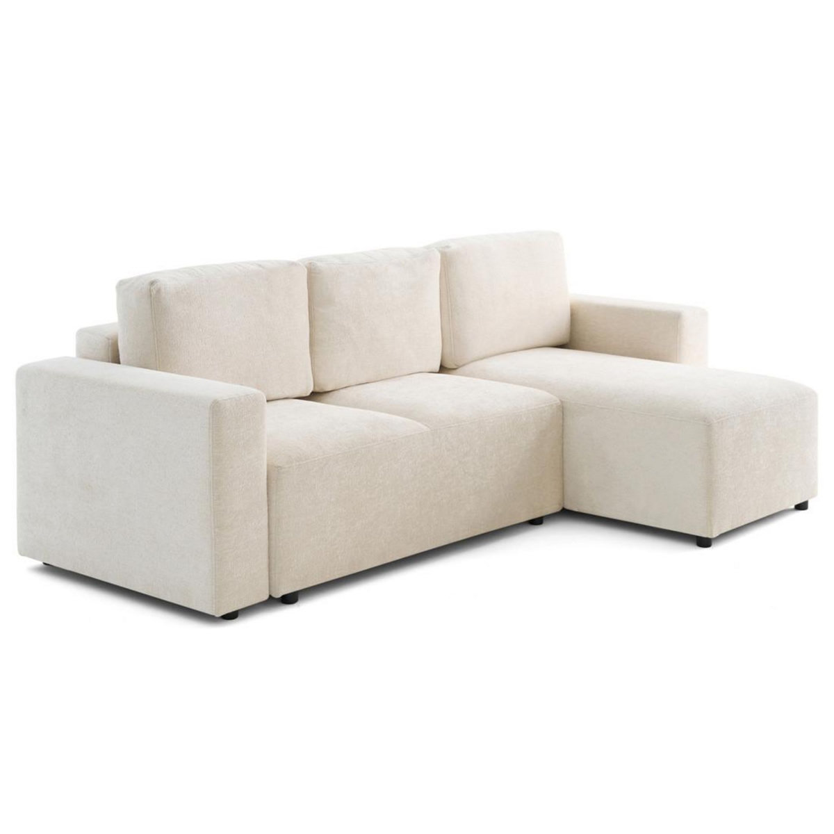 LISA DESIGN Livy - canapé d'angle réversible 4 places convertible avec coffre en velours texturé