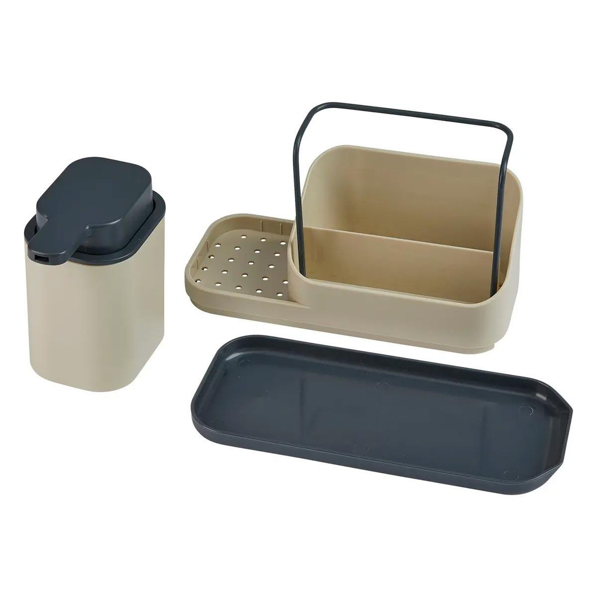 Voir la diapositive 2 : FIVE Organiseur d'évier 4 en 1  néo  21cm beige