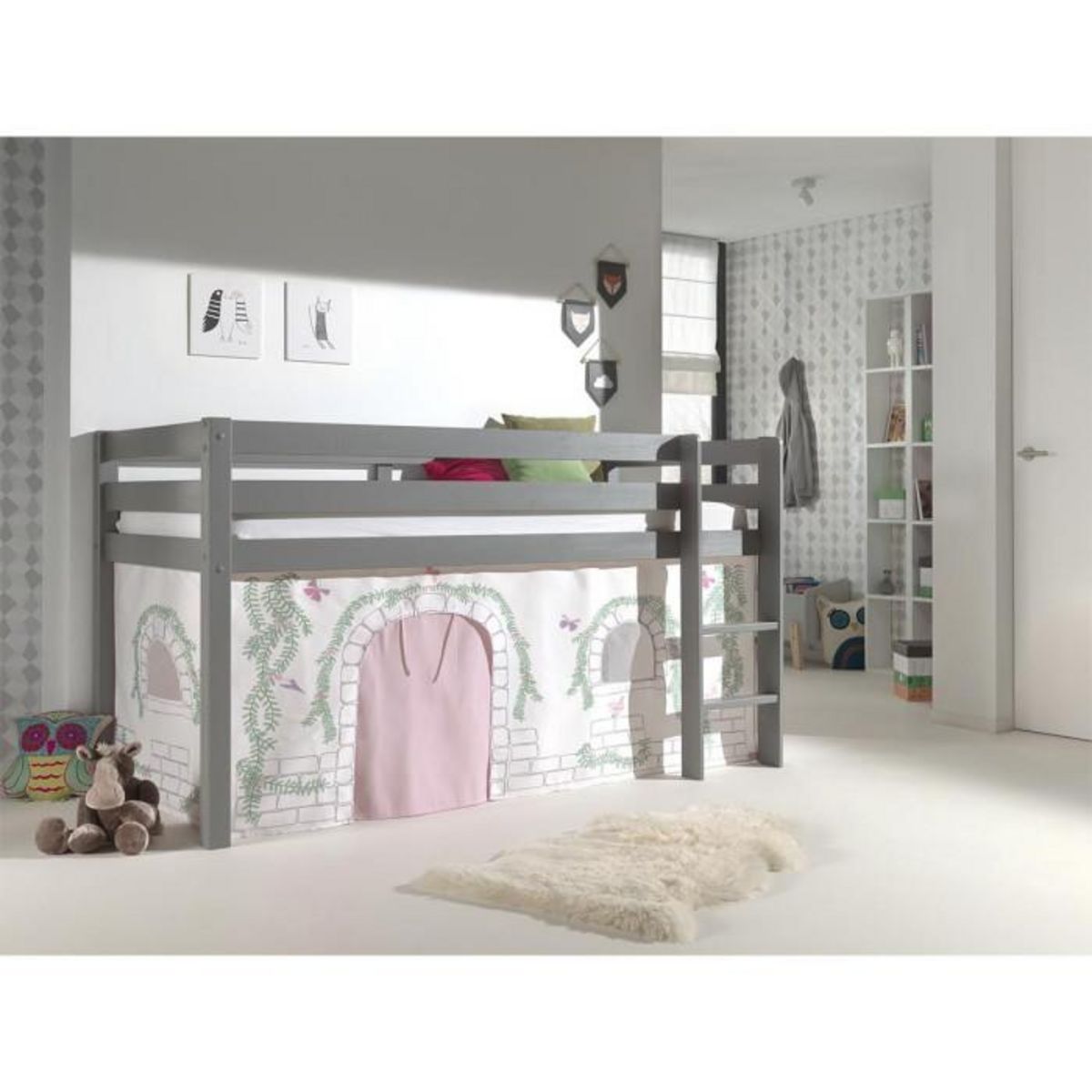 Paris Prix Lit Enfant  Pino Birdy  90x200cm Gris