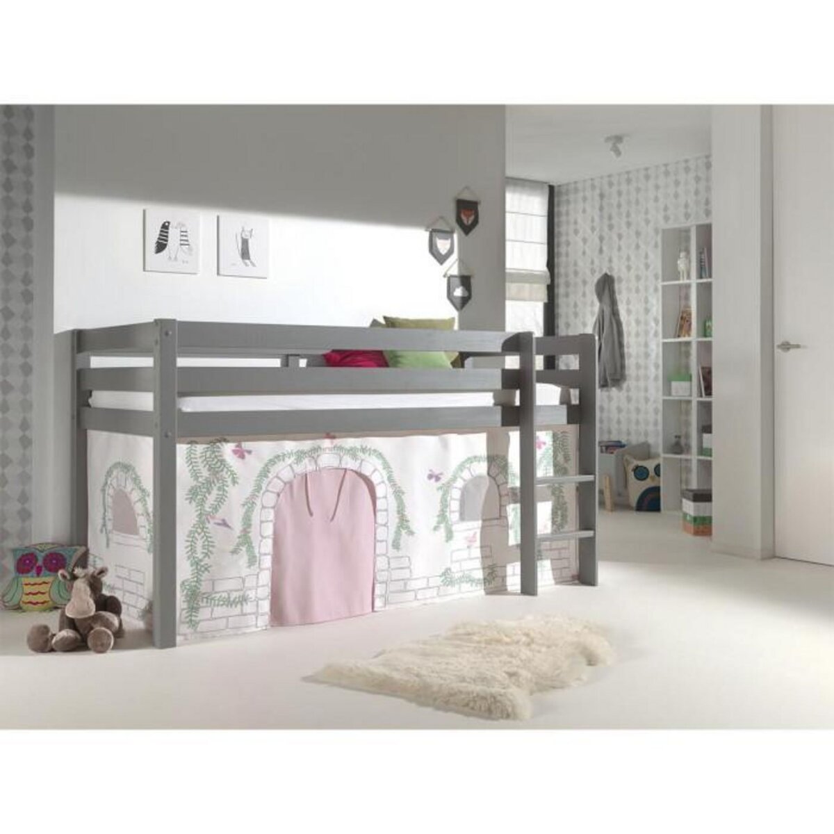 Paris Prix Lit Enfant  Pino Birdy  90x200cm Gris