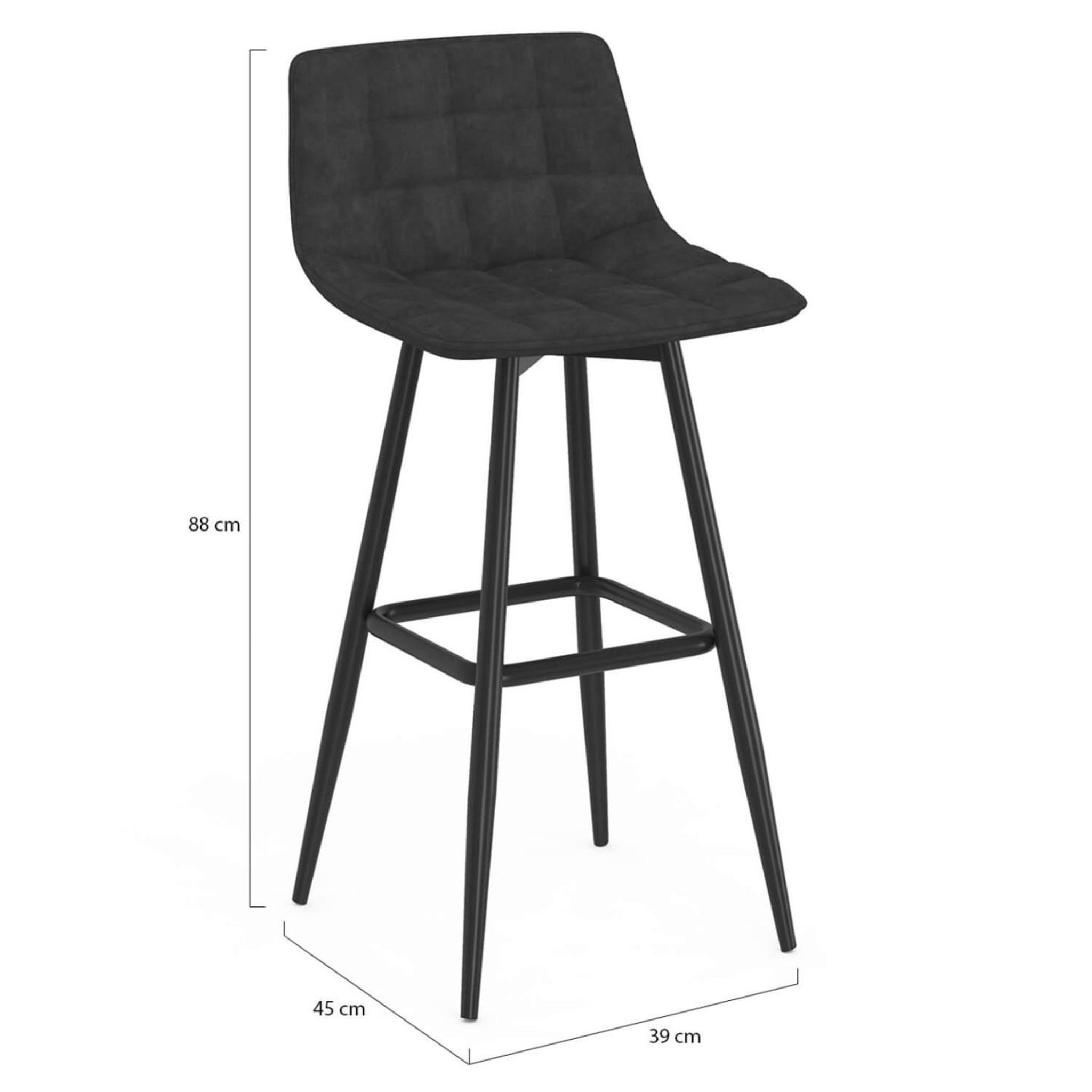 Voir la diapositive 5 : ID MARKET Lot de 2 tabourets de bar mady en velours noir