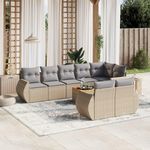 VIDAXL Salon de jardin avec coussins 9 pcs beige resine tressee