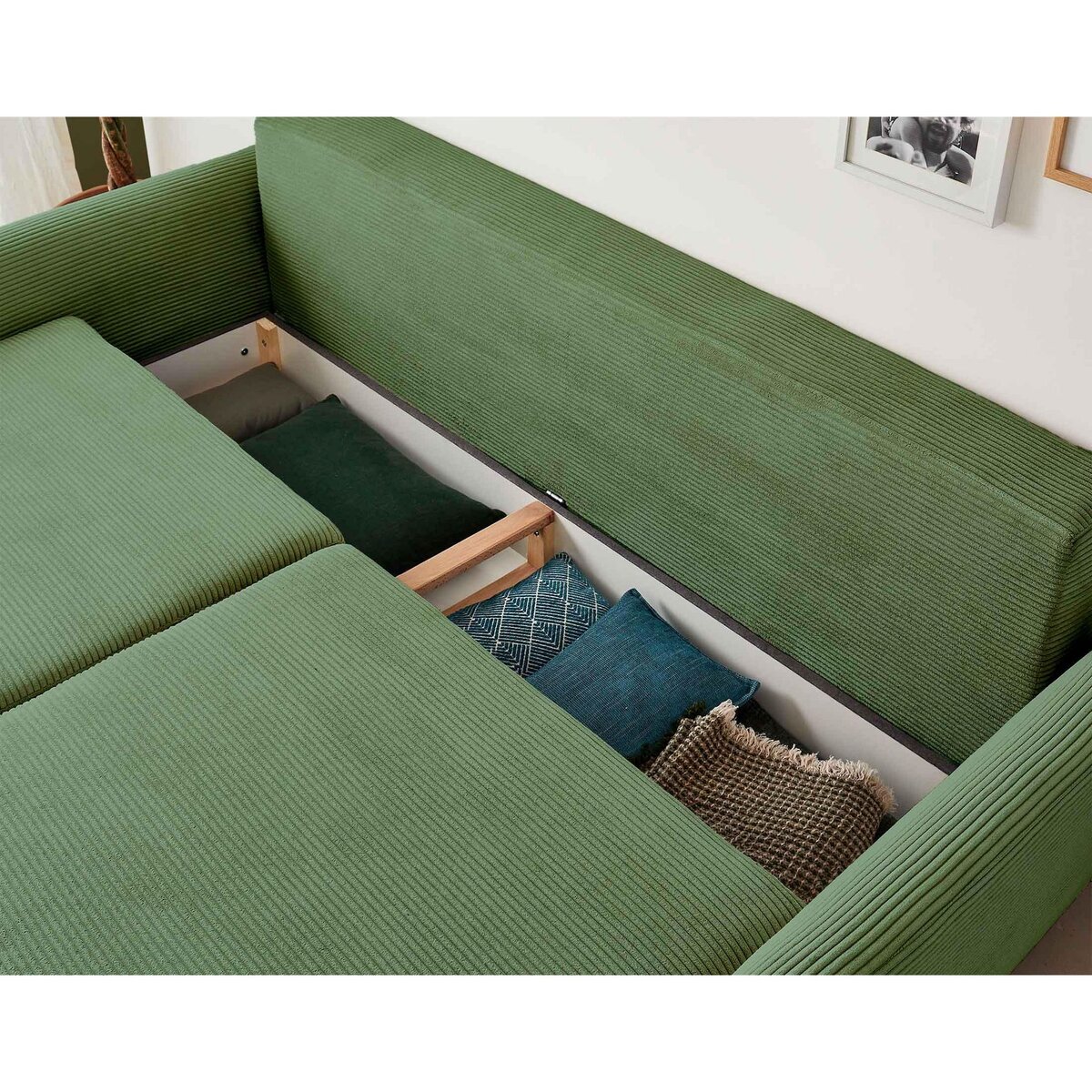 LISA DESIGN Dan - canapé 3 places - convertible avec coffre - en velours côtelé