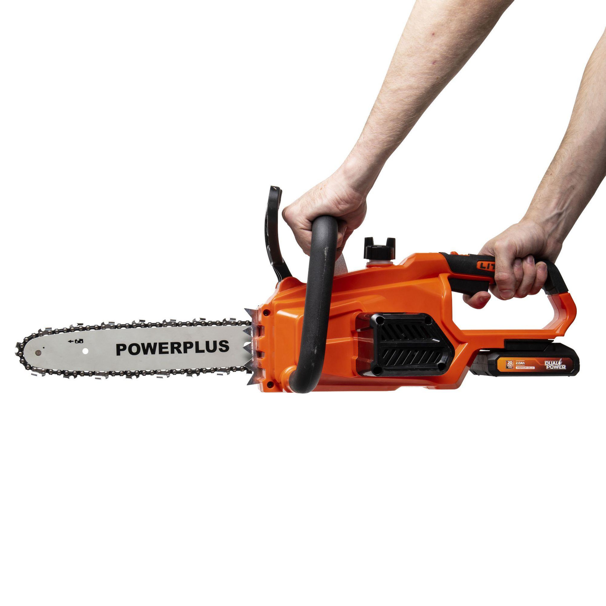 Voir la diapositive 5 : DUAL POWER Tronçonneuse à batterie 20 volts 30cm