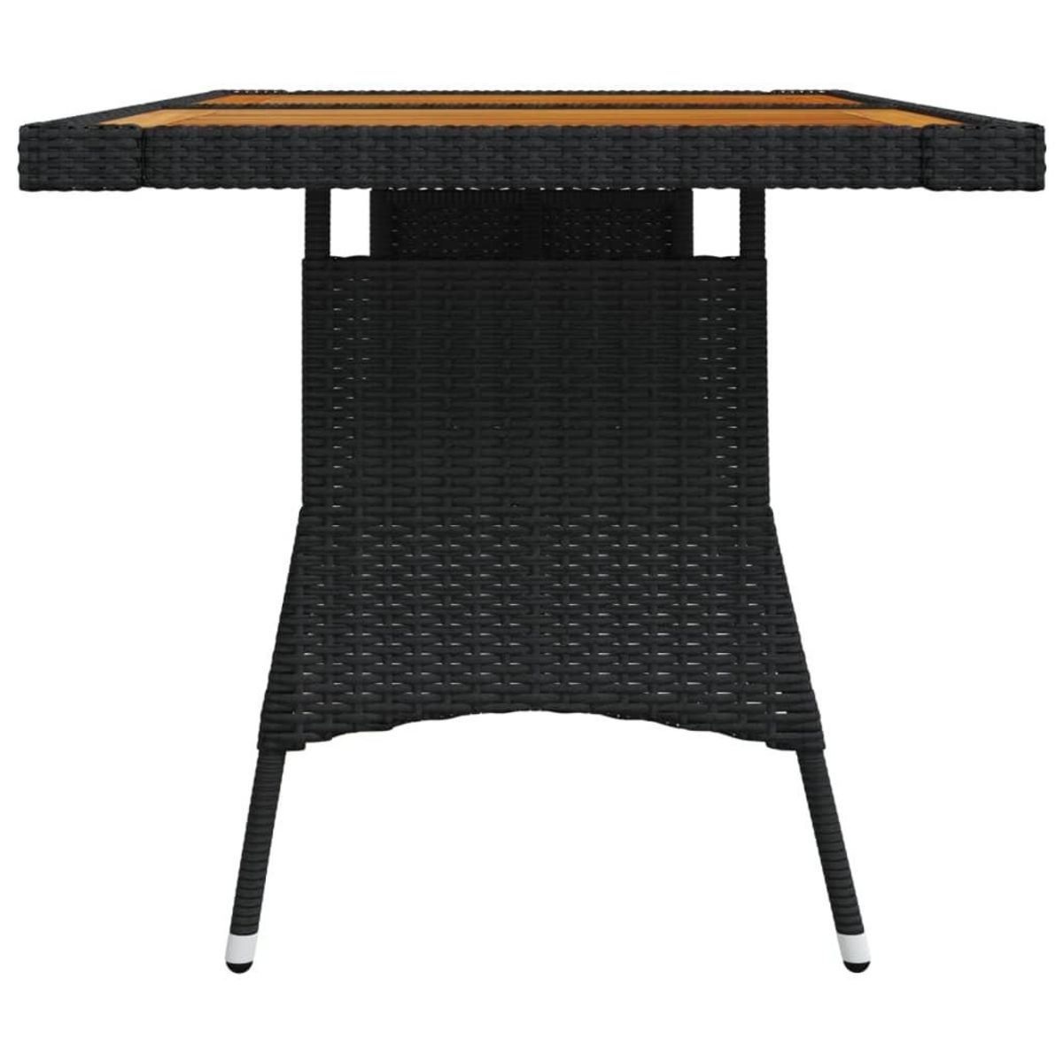 VIDAXL Table de jardin Noir 130x70x72 cm Resine tressee et acacia