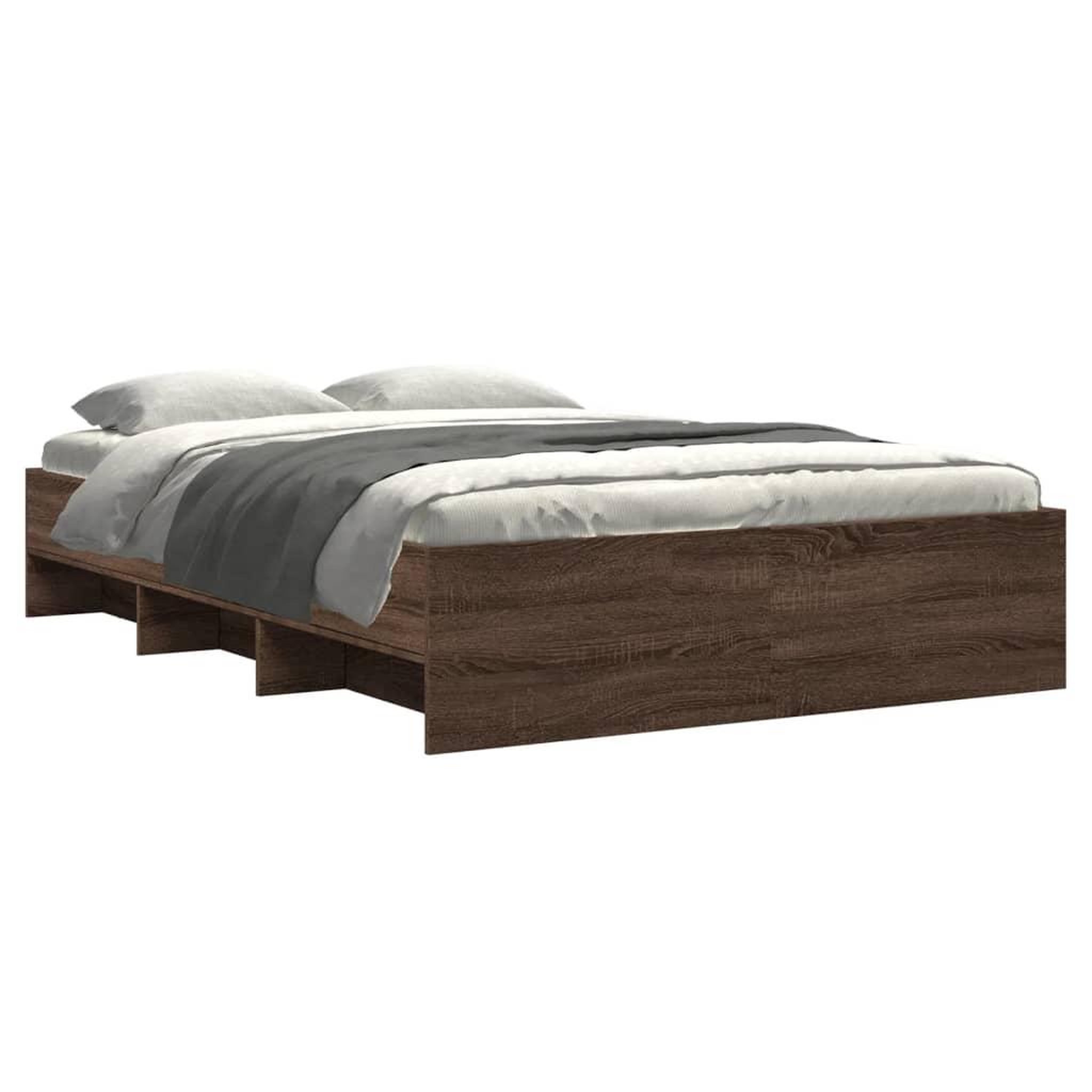 Voir la diapositive 3 : VIDAXL Cadre de lit sans matelas chene marron 135x190 cm
