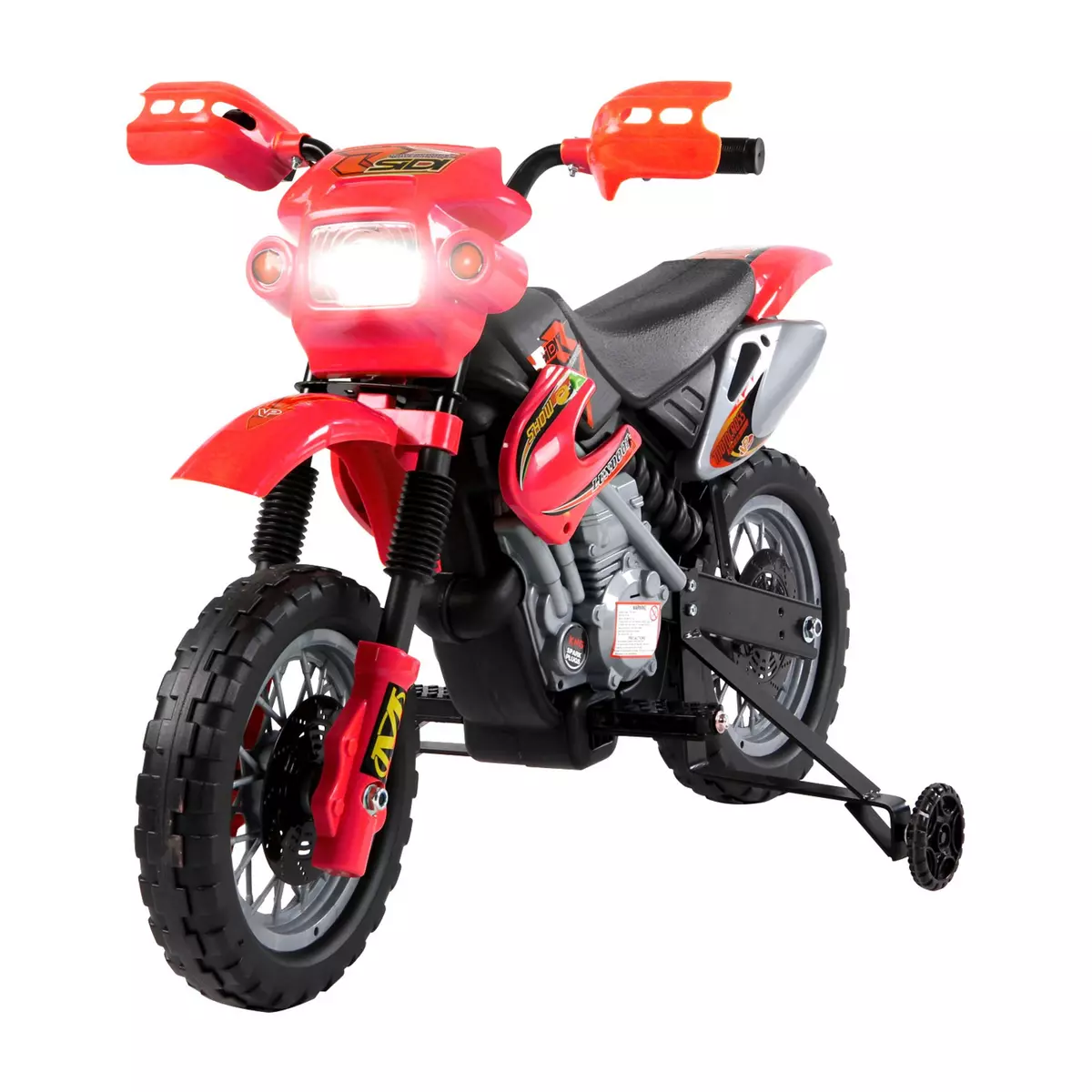 HOMCOM Moto cross électrique enfant 3 à 6 ans 6 V phares klaxon musiques 102 x 53 x 66 cm rouge et noir