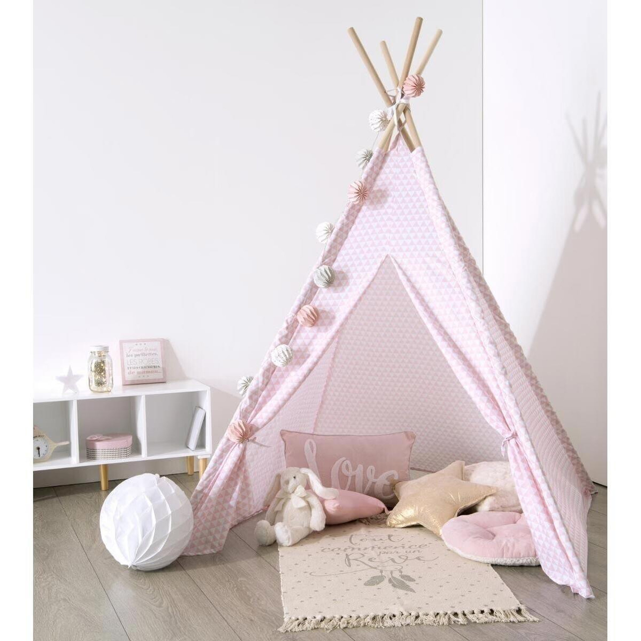 Voir la diapositive 6 : Atmosphera Kids Tipi déco enfant  motifs  160cm rose