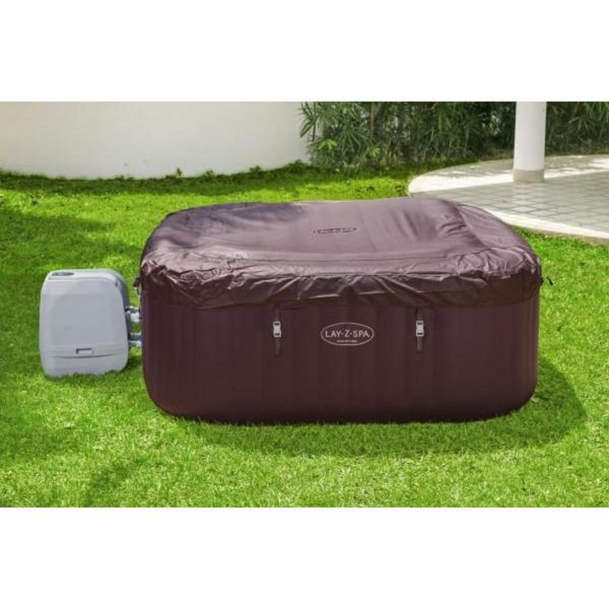 BESTWAY Spa gonflable BESTWAY - Lay-Z-Spa Maldives - 201 x 201 x 80 cm - 5 a 7 places - Carré (Couverture, pompe, cartouche, diffuseur,