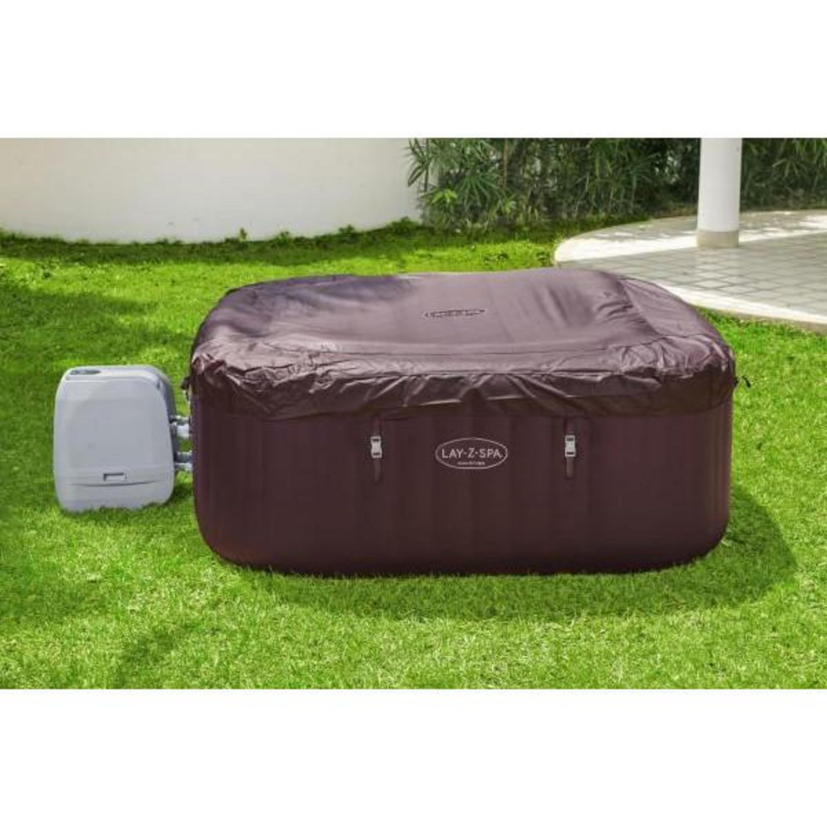 BESTWAY Spa gonflable BESTWAY - Lay-Z-Spa Maldives - 201 x 201 x 80 cm - 5 a 7 places - Carré (Couverture, pompe, cartouche, diffuseur,