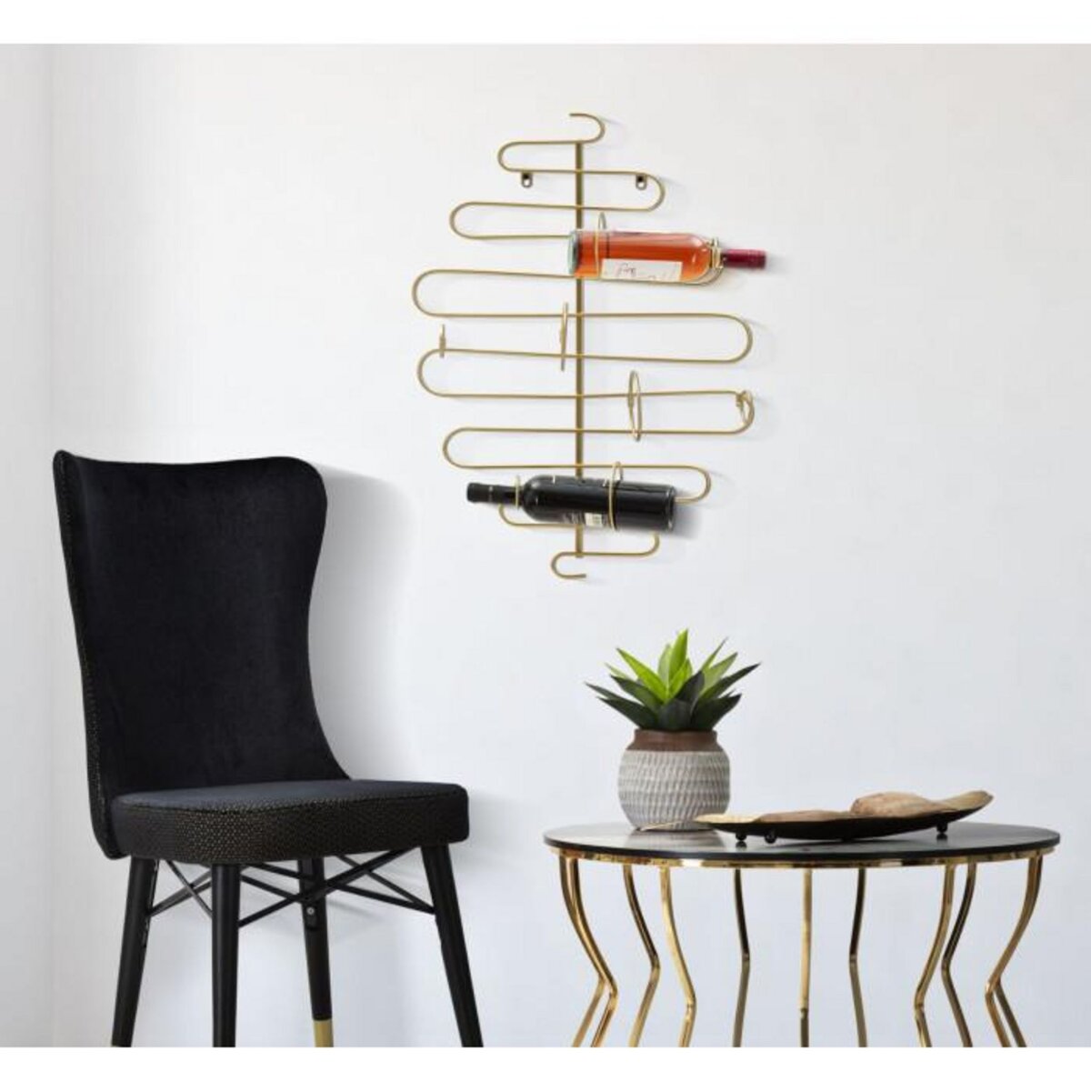 Paris Prix Porte-Bouteille Mural 4 Emplacements  Alid  72cm Or