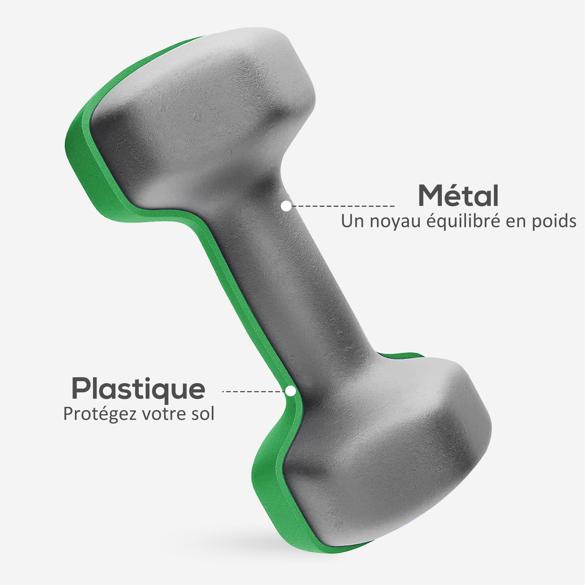 Voir la diapositive 6 : HOMCOM Support noir pour 6 haltères vinyles - 6 haltères incluses total 48 kg - noir gris vert