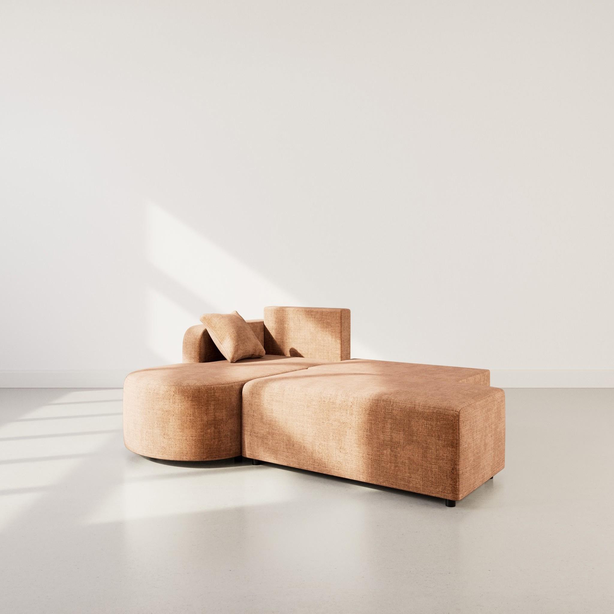 Voir la diapositive 2 : BEST MOBILIER Miro - canapé d'angle gauche 4 places convertible avec coffre en velours texturé
