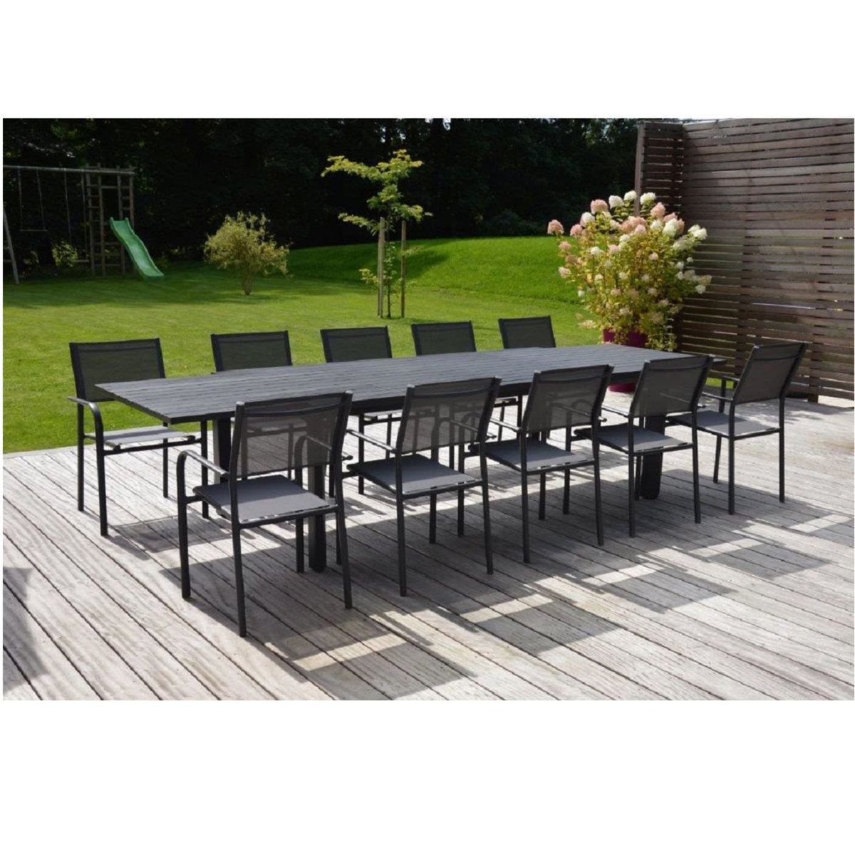 Table de jardin extensible 220/340x97cm aluminium gris anthracite LAGOON