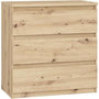 Voir la diapositive 1 : MARKET24 Commode CHELSEA 3 tiroirs - L 77,2 x P 42 x H 79,9 cm - Décor chene artisan