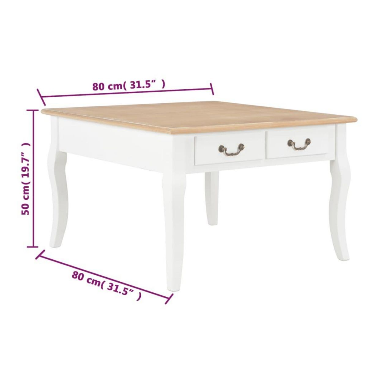VIDAXL Table basse Blanc 80 x 80 x 50 cm Bois