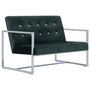 Voir la diapositive 2 : VIDAXL Canape 2 places avec accoudoirs Vert fonce Chrome et velours