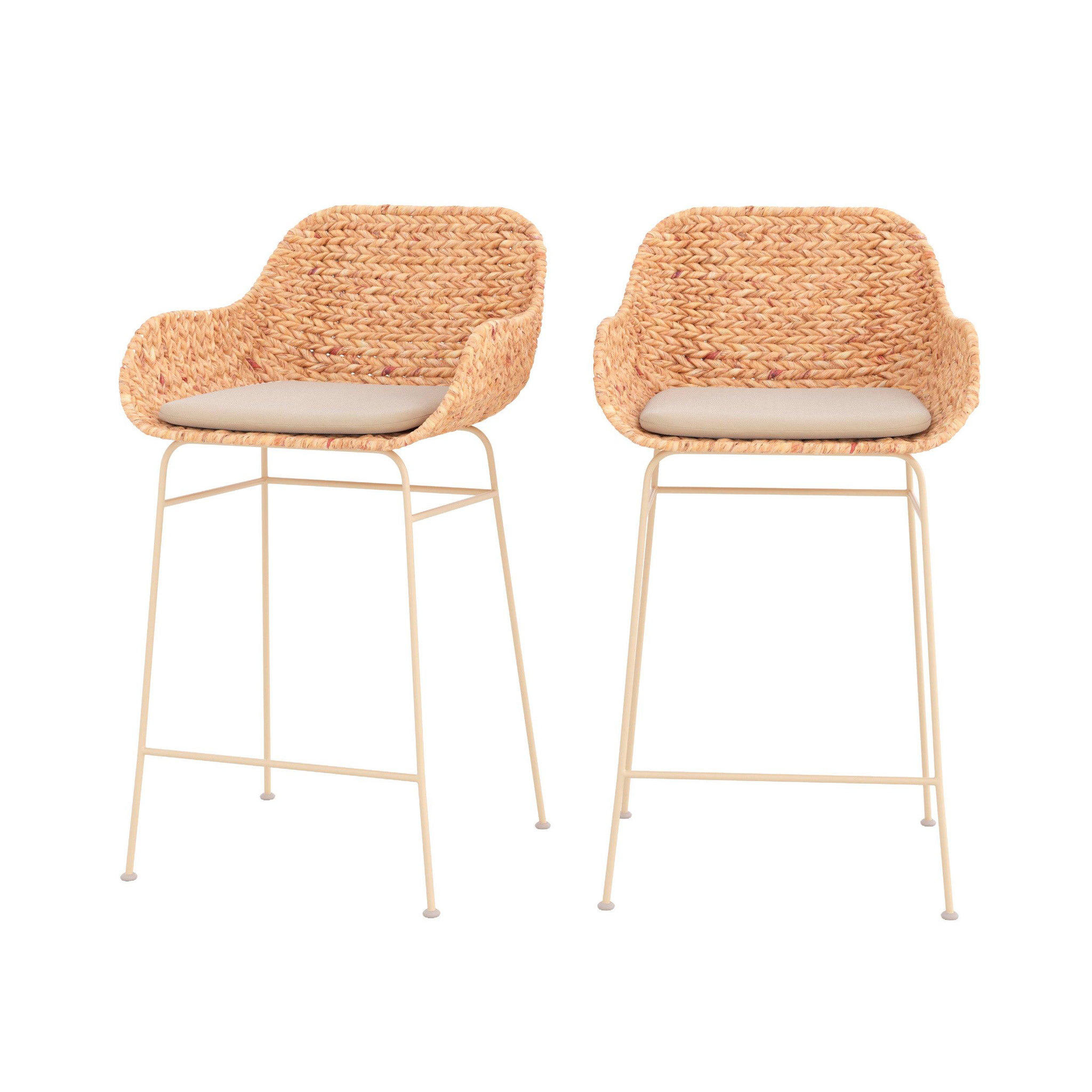 MAISON PAVANE Lot de 2 chaises pour îlot central 66 cm en matière naturelle-faro